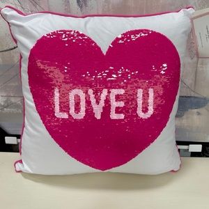 Cupcakes and Cashmere Valentine’s Heart Pillow with Reversible Sequins